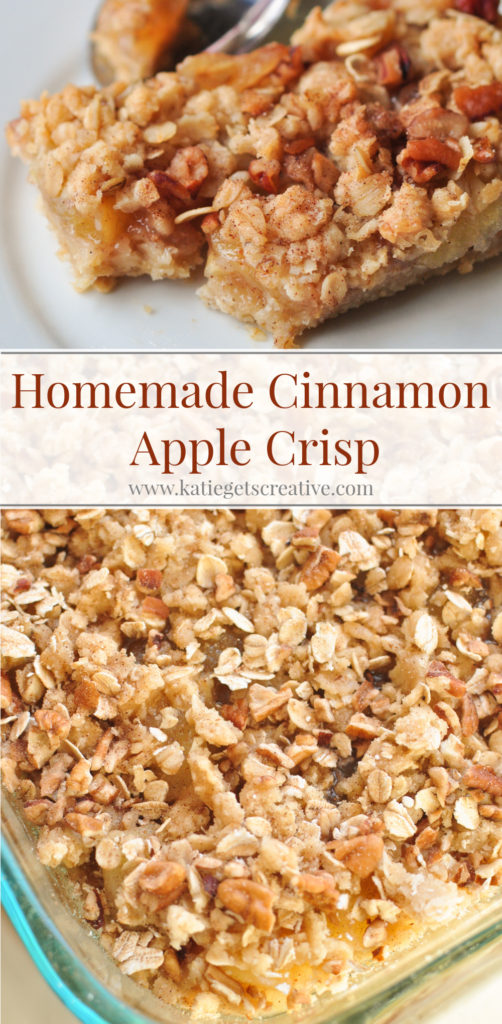 Learn how to make an easy homemade cinnamon apple crisp from www.katiegetscreative.com 