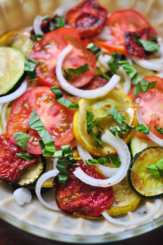 Summer vegetables in a pie shell 