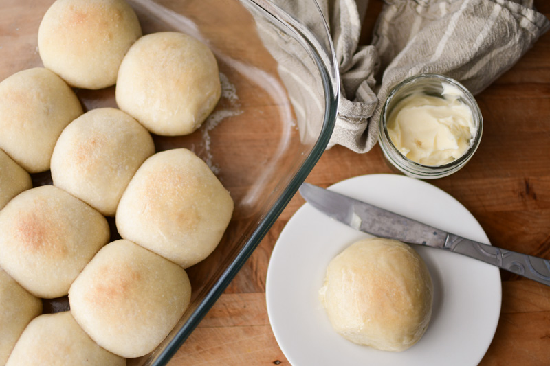 Soft sourdough rolls with whipped honey butter 