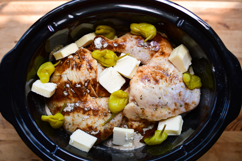 Here's how to make Mississippi Chicken in the crock pot. 