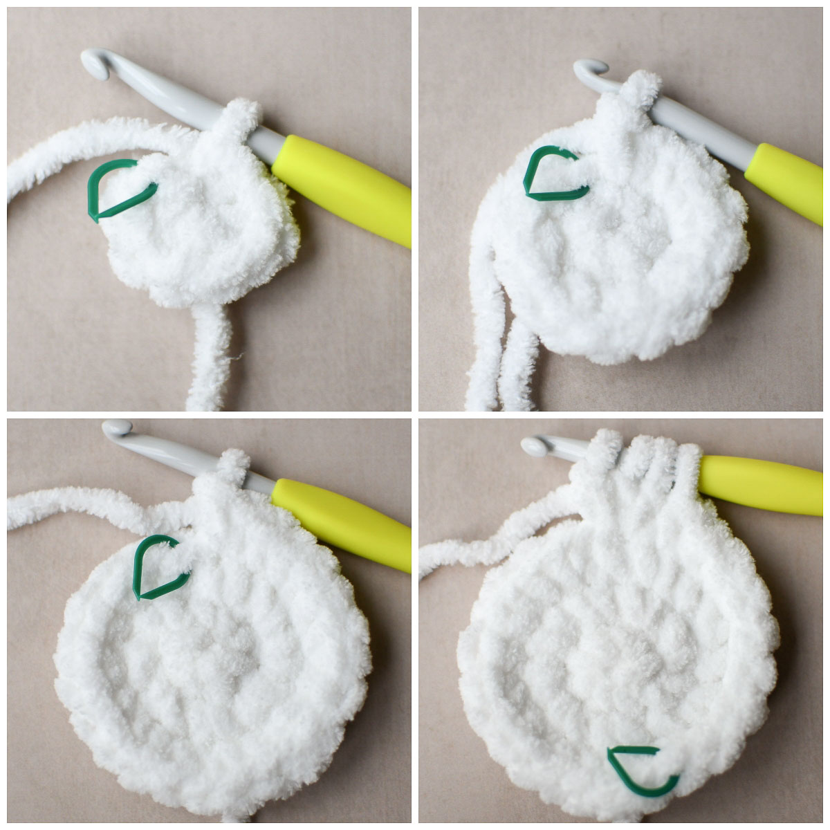 Rounds 1-4 for mini bunny pattern