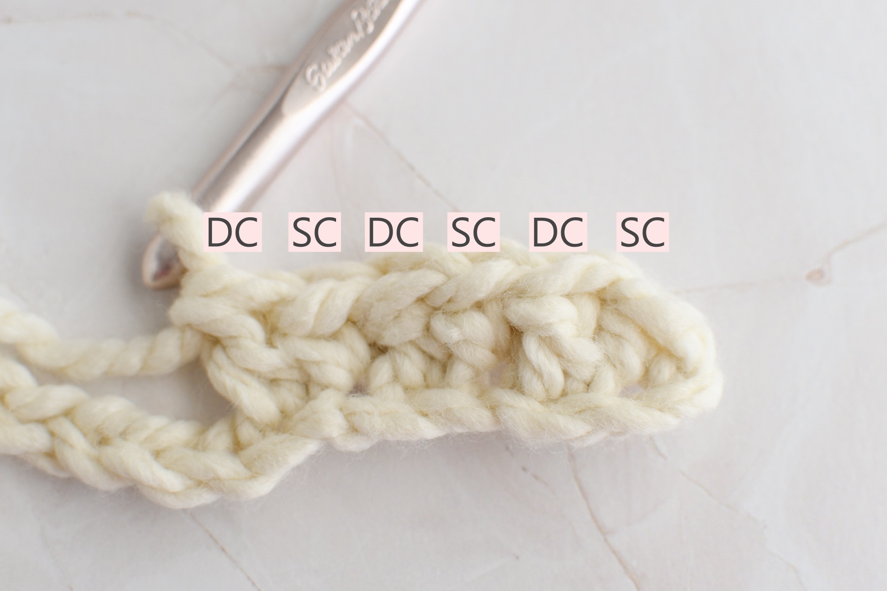 Working across the first row of lemon peel stitches.