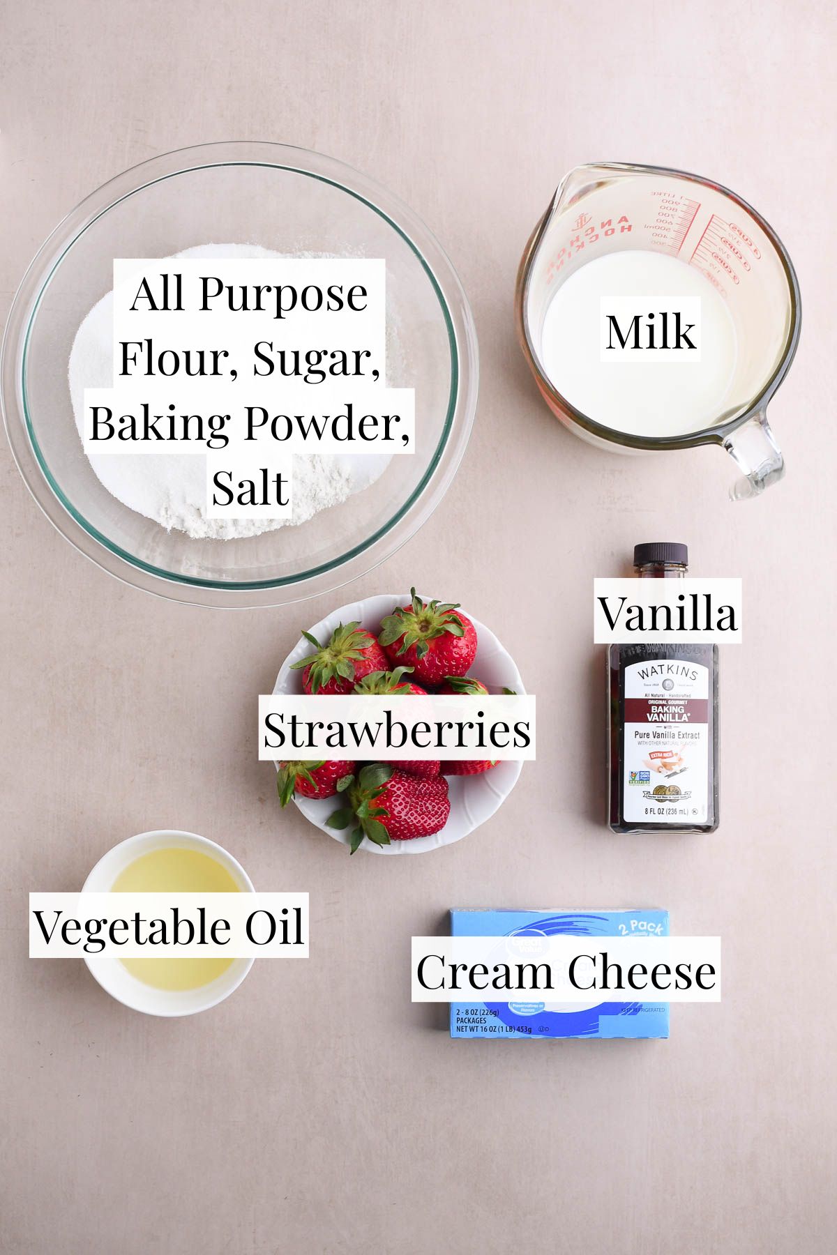Ingredients for Strawberry Cream Cheese Muffins