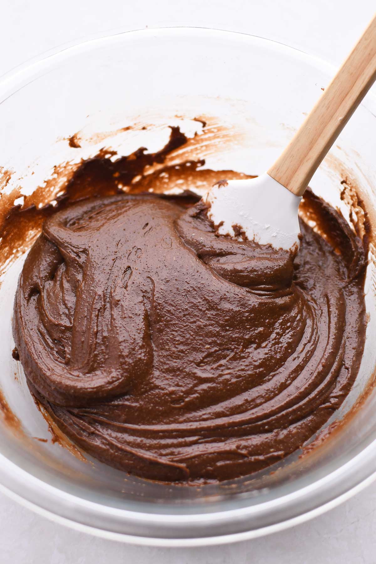 A shiny brownie cookie batter. 
