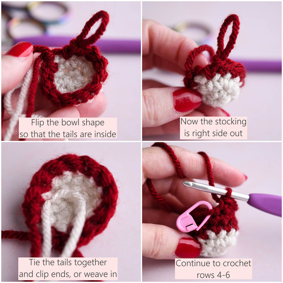 A 4 image collage showing steps of making Round 3-4.
